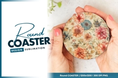 Watercolor Floral Design Round Coaster Product Image 1