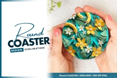 Paper Cutout Bananas Flowers and Leaves on round coaster Product Image 1