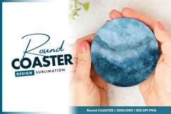 Blue Mountain Landscape Illustration in a Round Coaster Png Product Image 1