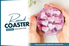 Watercolor Heart Shapes on Pink Round Coaster Png Product Image 1