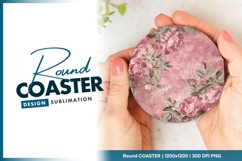Pink Floral Round Coaster Design Product Image 1