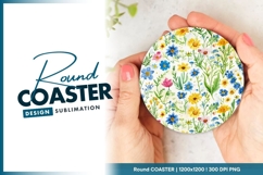 Watercolor Floral Round Coaster Png Product Image 1