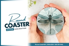 Dragonfly Illustration on Round Coaster Png Product Image 1