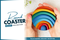 Rainbow arc paper art round coaster png Product Image 1