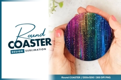 Rainbow Color Streaks with Sparkles on a Round Coaster Png Product Image 1