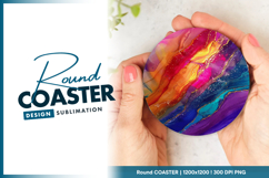 Colorful abstract art background round coaster png Product Image 1