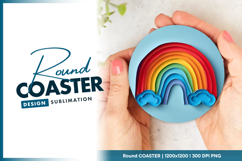 Paper craft rainbow with clouds round coaster png Product Image 1