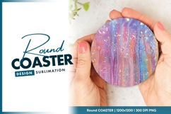 Abstract Colorful Liquid Droplets in a Round Coaster Png Product Image 1