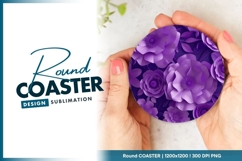 Purple Paper Flowers in a Circle Round Coaster Png Product Image 1