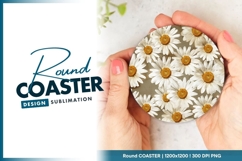 Daisy Flowers Arrangement on Round Coaster Png Product Image 1