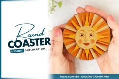 Paper Cutout Sun with Smiling Face and Round Coaster Png Product Image 1