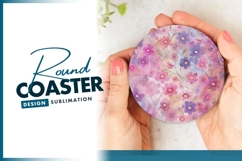 Watercolor Floral Arrangement in a Round Coaster Png Design Product Image 1