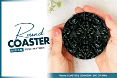 Dark Floral Pattern Round Coaster Png Product Image 1
