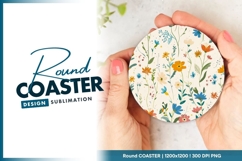 Floral Pattern on Round Coaster Png Product Image 1