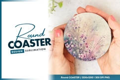 Watercolor Floral Arrangement in a Round Coaster Png Product Image 1
