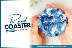 Transparent Blue Heart Shapes on Round Coaster Png Design Product Image 1