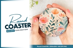 Floral Watercolor Illustration on Round Coaster Product Image 1