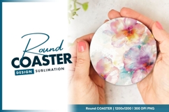 Watercolor Floral Arrangement Round Coaster Png Product Image 1