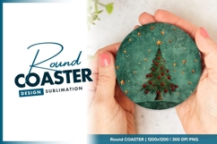 Christmas Tree Ornament with Red Ornaments Round Coaster Png Product Image 1