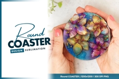 Colorful Floral Design on Round Coaster Png Product Image 1