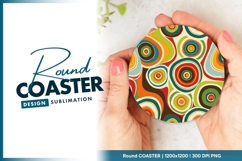 Colorful Retro Swirls Pattern in a Round Coaster Design Product Image 1