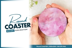 Pink Watercolor Circle on Gray Background Round Coaster Png Product Image 1