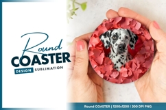 Dalmatian Dog Surrounded by Red Paper Hearts Round Coaster Product Image 1