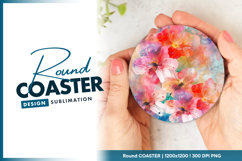 Watercolor floral background for round coaster png Product Image 1