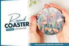 Floral Illustration in a Round Shape with Round Coaster Png Product Image 1