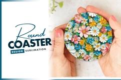 Colorful Floral Arrangement Round Coaster Png Product Image 1