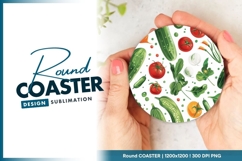 Cucumbers Tomatoes and Green Round Coaster Png Product Image 1
