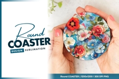 Colorful Floral Arrangement in a Round Coaster Png Product Image 1