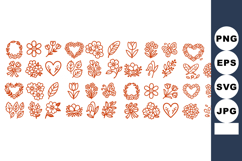 Rustic Floral Heart Outline Clipart Bundle for Crafts Product Image 1