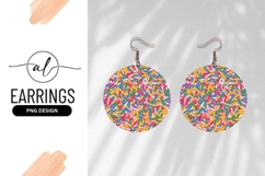 Pink Donut Glaze With Sprinkles Round Earring Png Product Image 1
