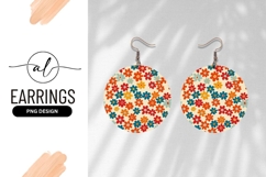 Colorful Retro Floral Pattern Round Earring Png Product Image 1