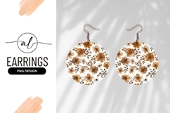 Watercolor Brown Floral Round Earring Png Product Image 1