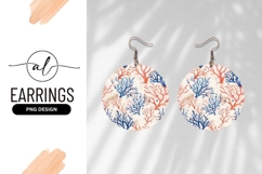 Watercolor Coral Reef Circular Design Round Earring Png Product Image 1