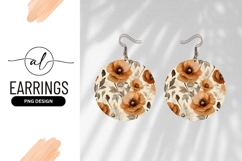 Round Earring Png With Orange Poppy Flowers Product Image 1