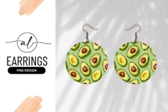 Avocado Half Pattern Round Earring Png Product Image 1