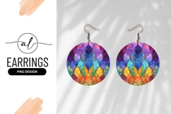 Colorful Round Earring Png Abstract Pattern Design Product Image 1
