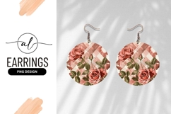 Watercolor Roses On Checkered Background Round Earring Png Product Image 1