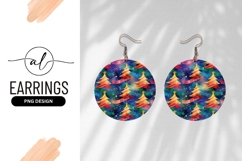 Colorful Christmas Tree Seamless Pattern Round Earring Png Product Image 1