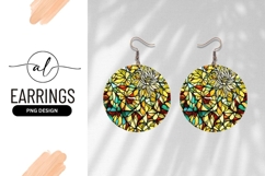 Stained Glass Floral Pattern Round Earring Png Product Image 1