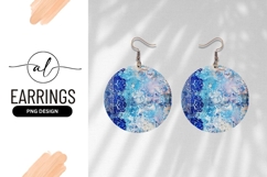 Blue Floral Round Earring Png Design Product Image 1