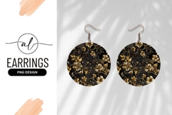 Golden Floral Ornament On Black Background Round Product Image 1