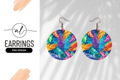 Colorful Feather Pattern Round Earring Png Product Image 1