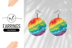 Watercolor Rainbow Circle Round Earring Png Design Product Image 1