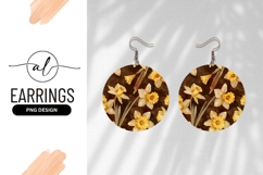 Daffodils Flowers Background Round Earring Png Product Image 1