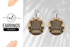 Ornate Blue Armchair On Decorative Background Round Earring Product Image 1