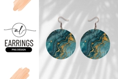 Teal And Gold Abstract Round Earring Png Product Image 1